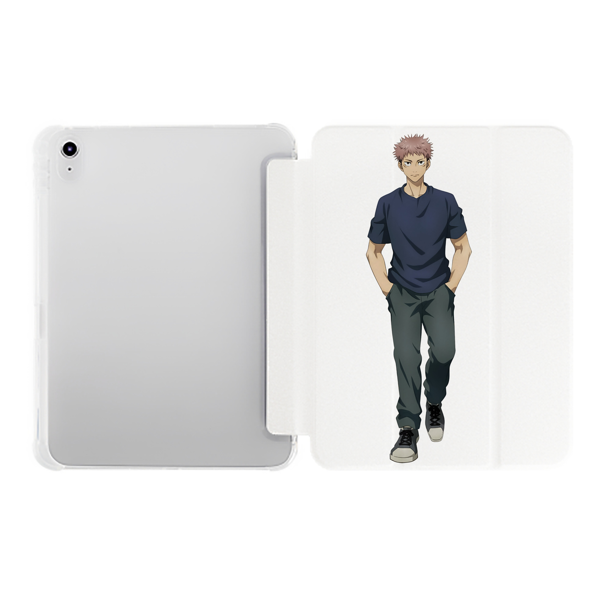 （画像用） 呪術廻戦 Jujutsu Kaisen IPad ケース ペン収納付き 三つ折りスタンド PUレザー×シリコン 対応機種9.5/10.5/10.9インチ